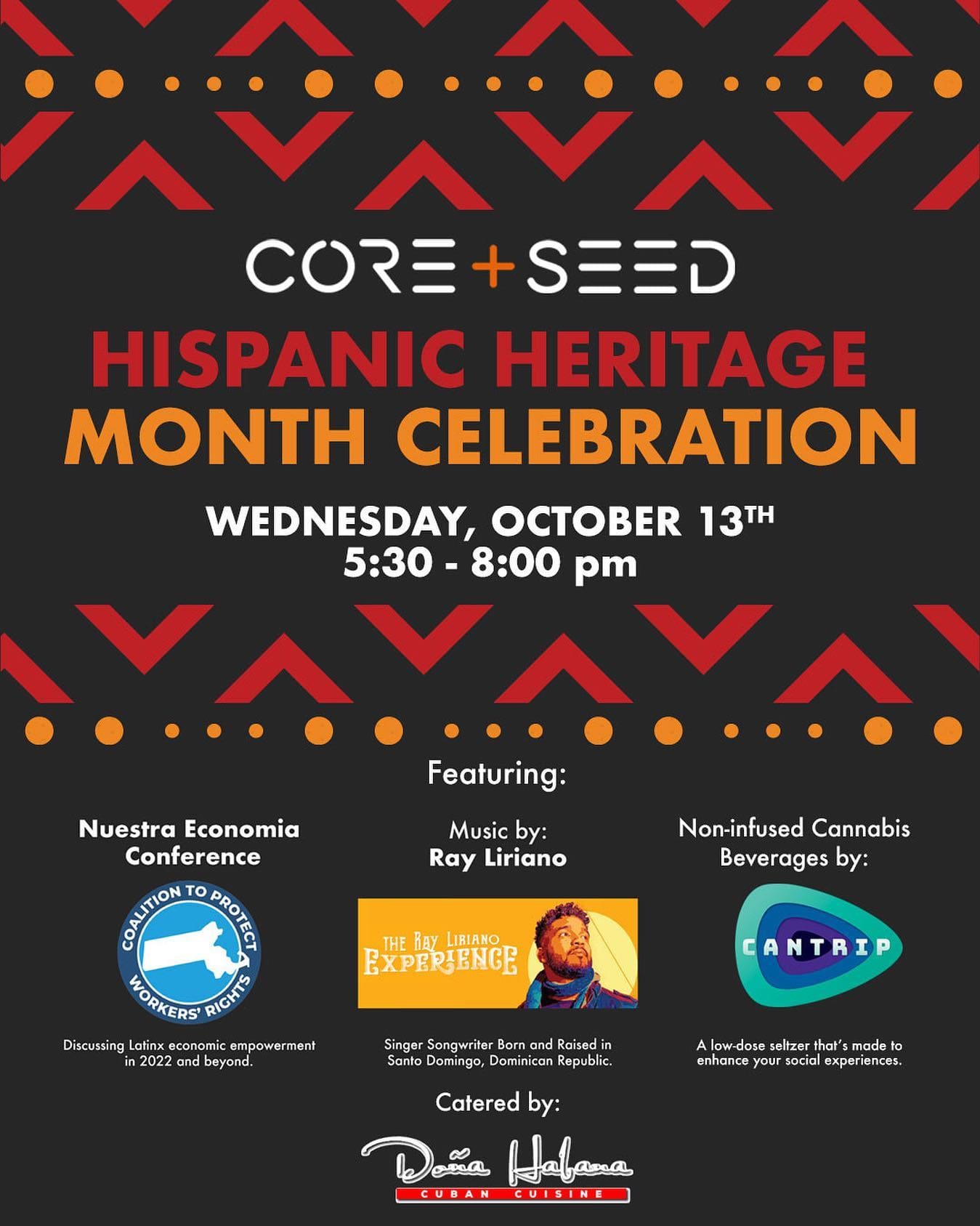 Join us at Seed Wednesday, October 13th as we celebrate Hispanic Heritage Month with Latinx community and industry leaders.  Come network, empower and party with mocktails by @cantripseltzer , Cuban Cuisine by @donahabana and music by @theraylirianoexperienceShow up or click to secure your spot—Únase a nosotros en Seed el miércoles 13 de octubre para celebrar el Mes de la Herencia Hispana con la comunidad latina y los líderes de la industria.Ven a la red, empodera y festeja con cócteles sin alcohol de @cantrip, Cuban Cuisine de @donahabana y música de @raylirianoPreséntese o haga clic para asegurar su lugar