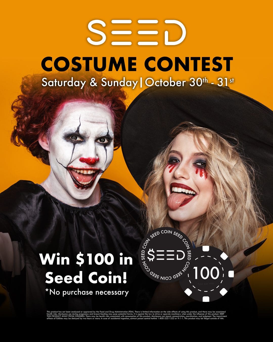 Think you have the most creative costume this Halloween? Show us!The visitor wearing the best costume on Saturday or Sunday this week will win $100 in Seed Coin.