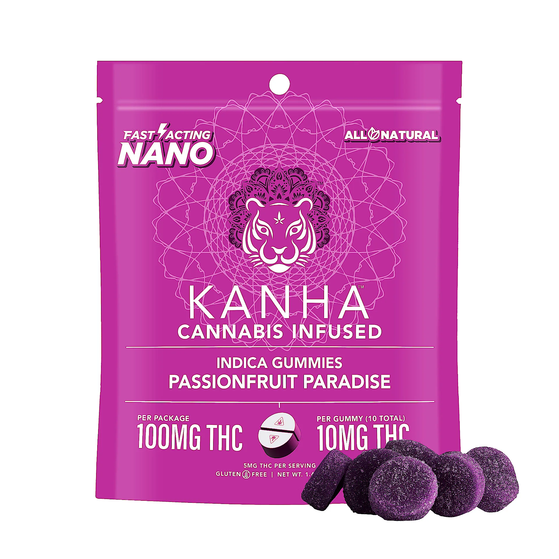 Passionfruit Paradise Indica Nano Gummies | 10ct | Kanha