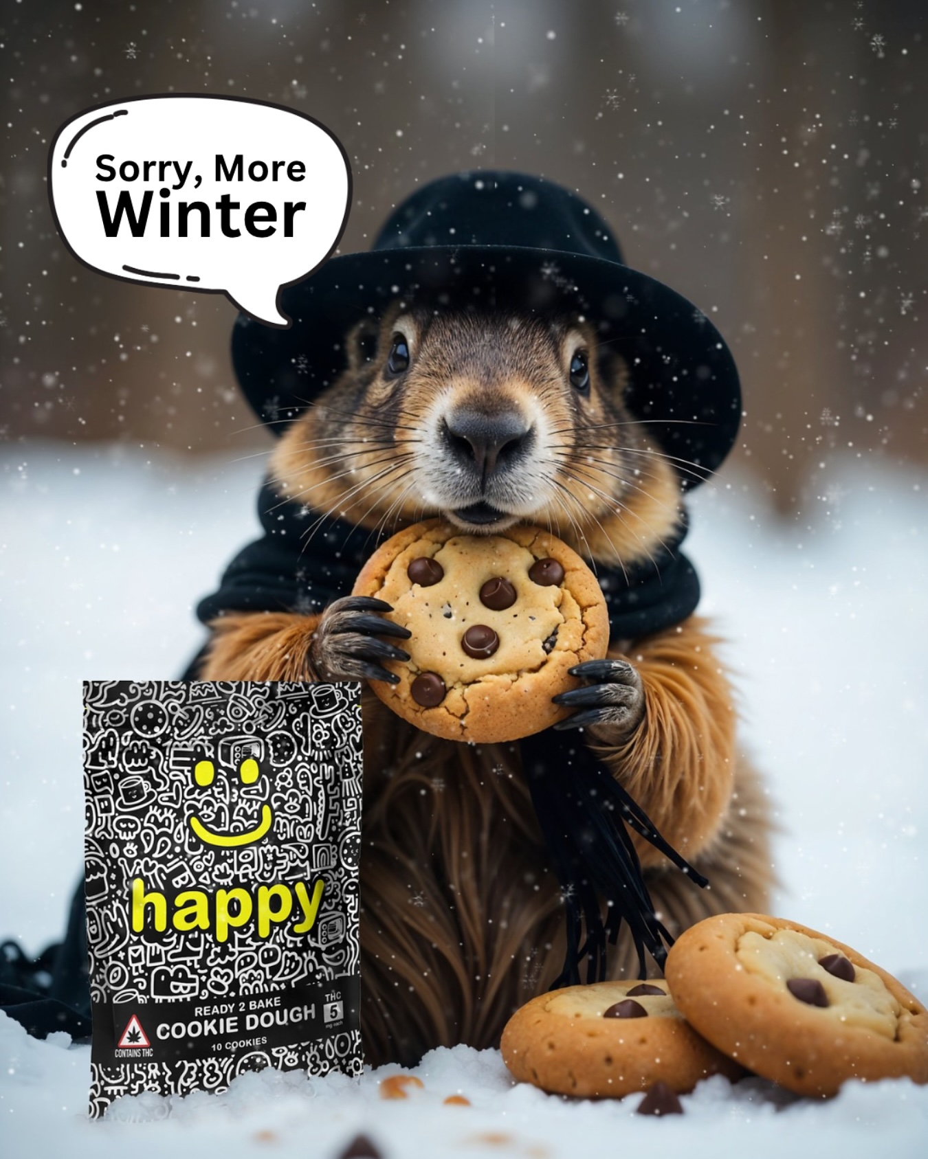 More Winter! ️
Punxsutawney Phil says cozy season isn’t over just yet! ️Warm up with our Happy Bakes—perfect for baking, snacking, and embracing those winter vibes.Fun Fact: This tradition started in 1887 when a group of Pennsylvanians decided a groundhog could predict the weather.
Phil’s been at it ever since, though his predictions are only about 40% accurate. Maybe he’s just a fan of sweater weather?