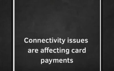 Connectivity issues are affecting card payments. Please bring cash as a backup. We apologize for the inconvenience.