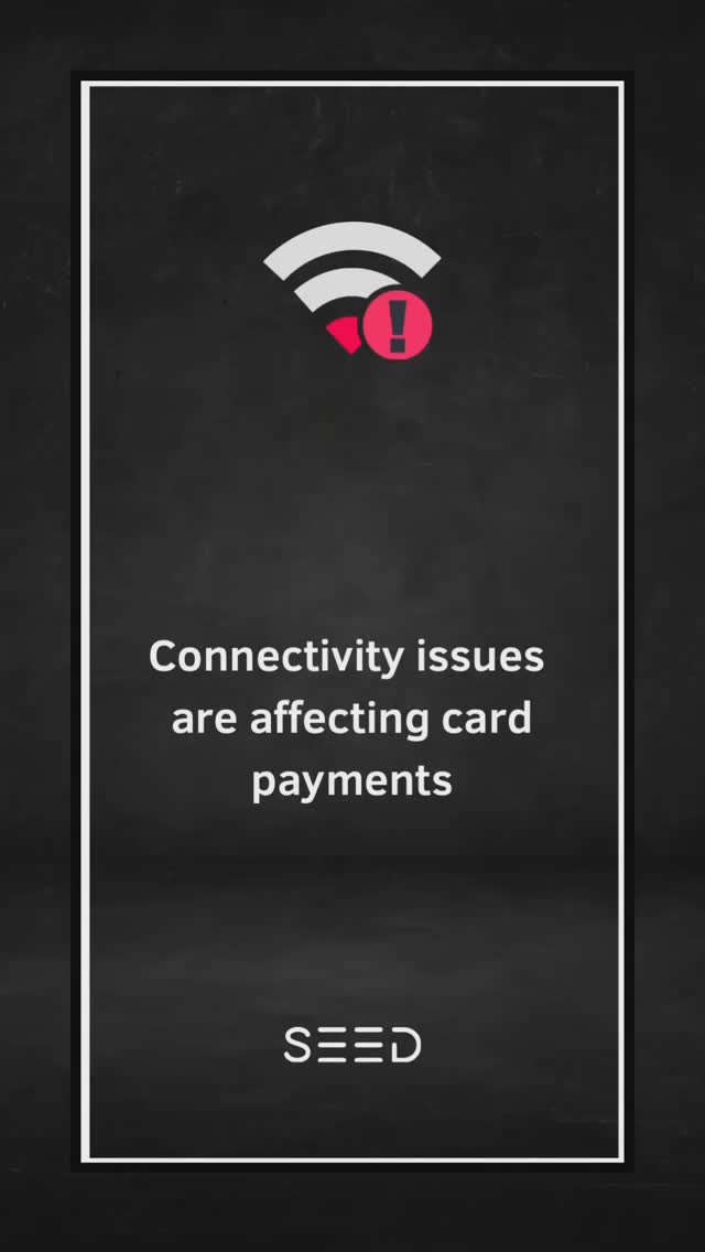 Connectivity issues are affecting card payments. Please bring cash as a backup.We apologize for the inconvenience.