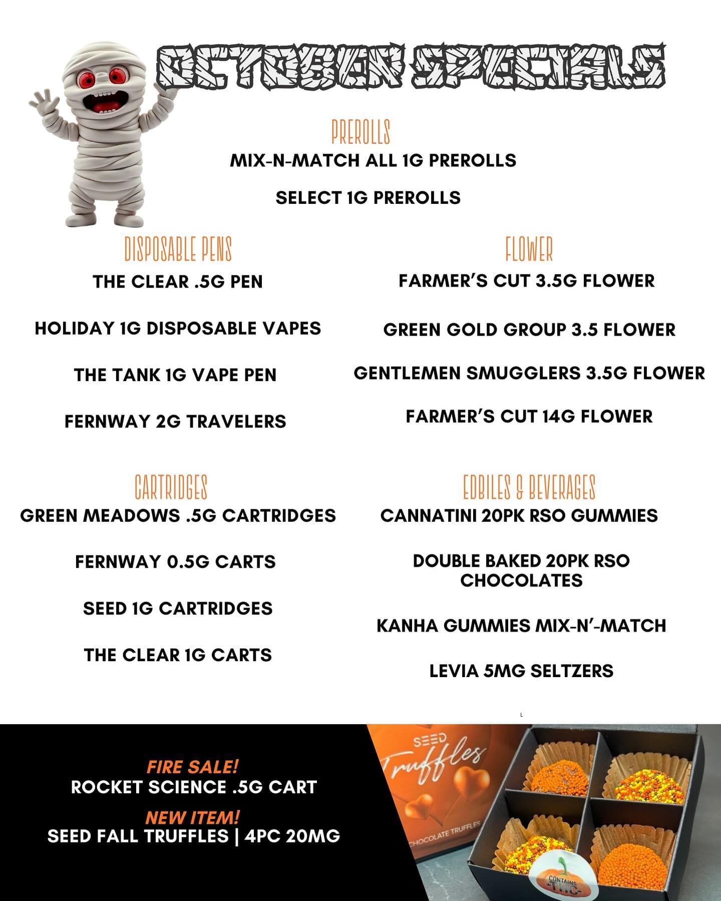 Spooky Season Vibes Have Arrived at SEED!It’s howl-o-ween and we’re serving up some boo-tiful new treats that’ll have you flying higher than a witch on a broomstick! 🧙‍♀️Our Limited Edition Halloween Menu is packed with eerie-sistible goodies!
Don’t ghost this chance! Come by, stock up, and get lifted this spooky season.