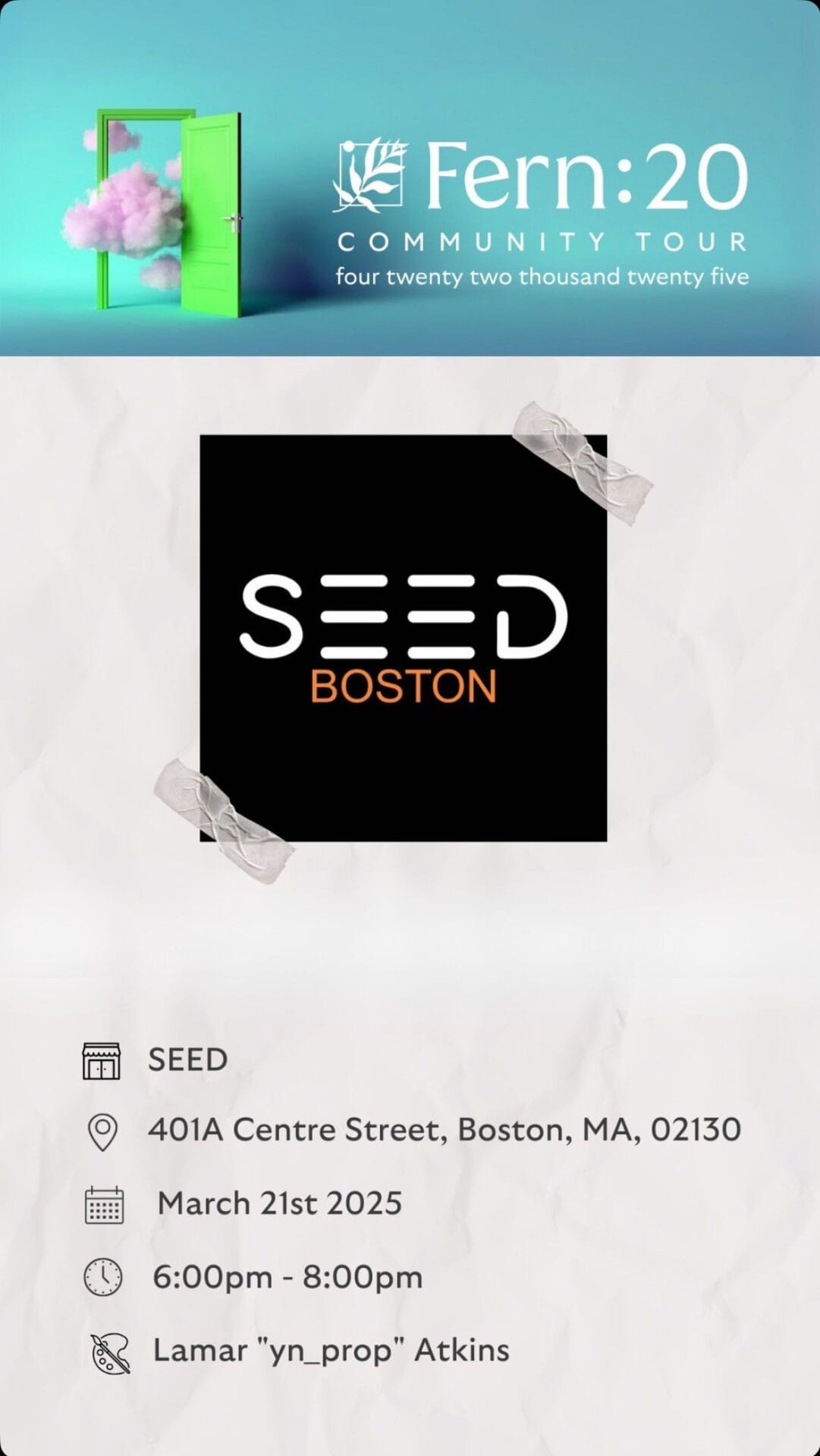 Busy weekend ahead at SEED!We’re kicking off 420 Month this Friday with the Fern:20 Tour — our Paint Night may be sold out, but trust us, you’ll still want to swing by! We’ve got music, giveaways, exclusive @fernway.ma surprises, and high vibes 6pm-8pmWe’ll also be at NECANN all weekend long as part of the Justice Row, repping the @corecannabismuseum and sharing our mission!Come vibe with us—at SEED or at NECANN! Booth:1521