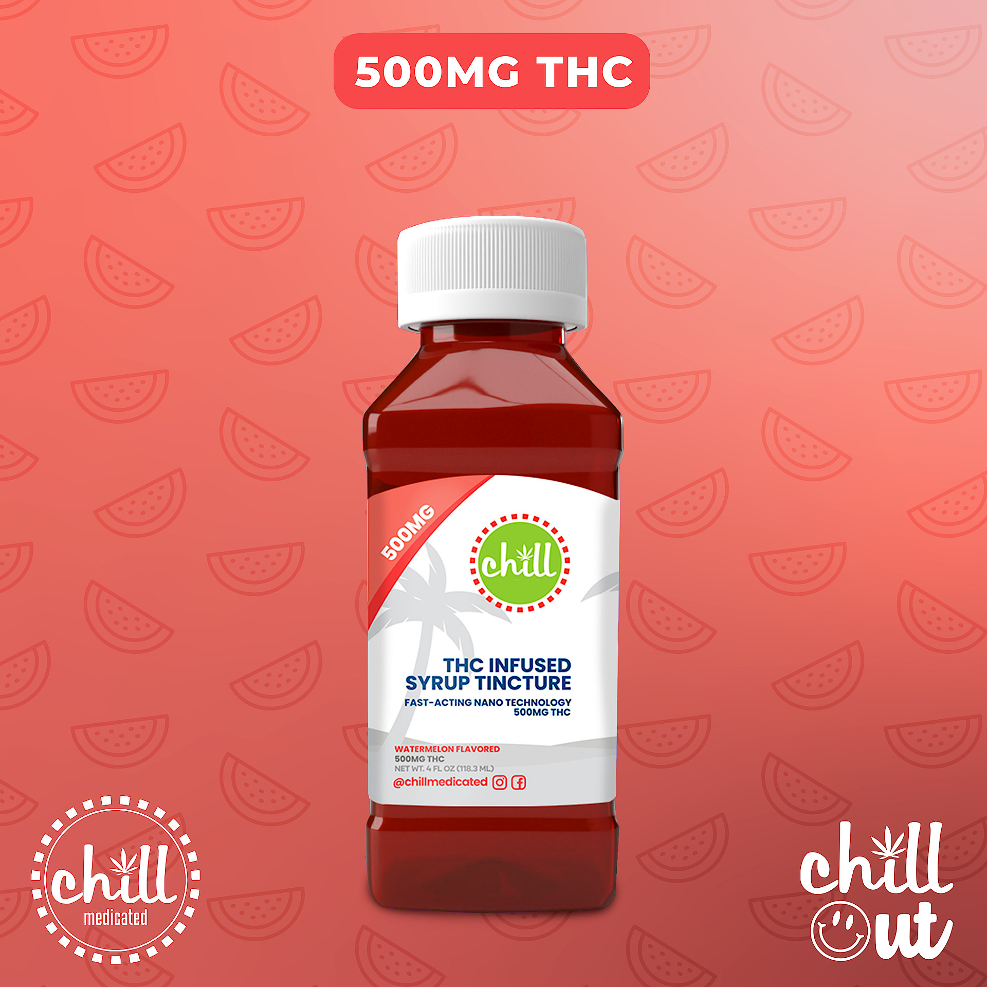 Watermelon Chill Syrup | 500mg | Chill Medicated 1 Watermelon Chill Syrup | 500mg | Chill Medicated