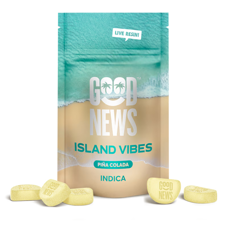 Island Vibes Pina Colada Live Resin Gummies | 20ct | Good News 1 Island Vibes Pina Colada Live Resin Gummies | 20ct | Good News