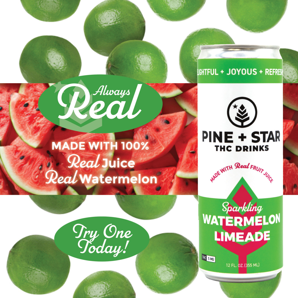 Sparkling Watermelon Limeade | 5mg | Pine + Star 1 Sparkling Watermelon Limeade | 5mg | Pine + Star