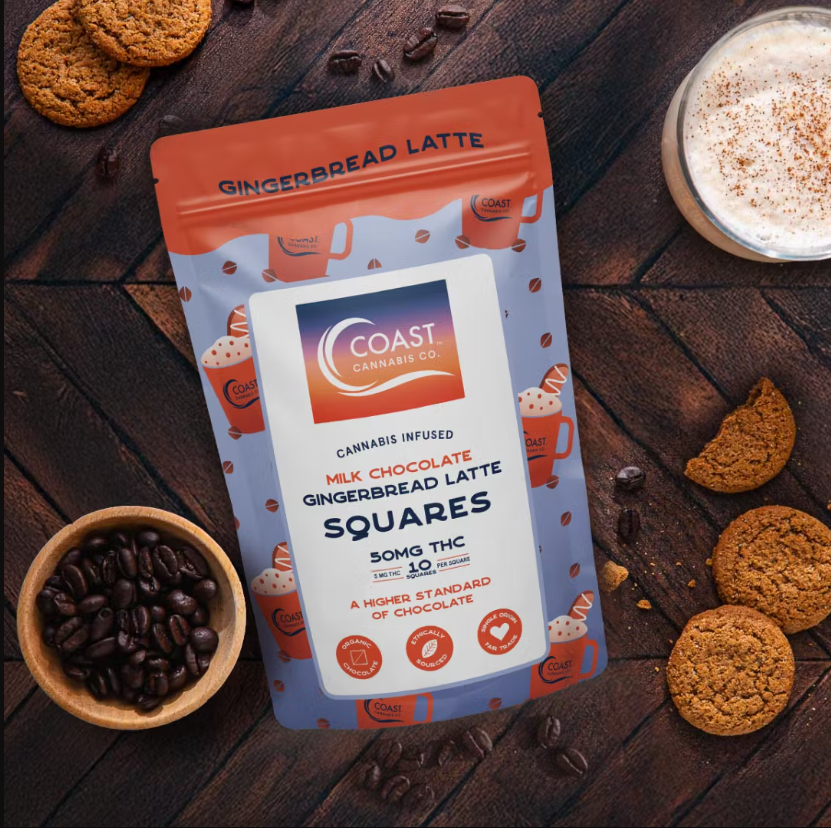 Milk Chocolate Gingerbread Latte Squares | 10ct | Coast Cannabis 1 Milk Chocolate Gingerbread Latte Squares | 10ct | Coast Cannabis