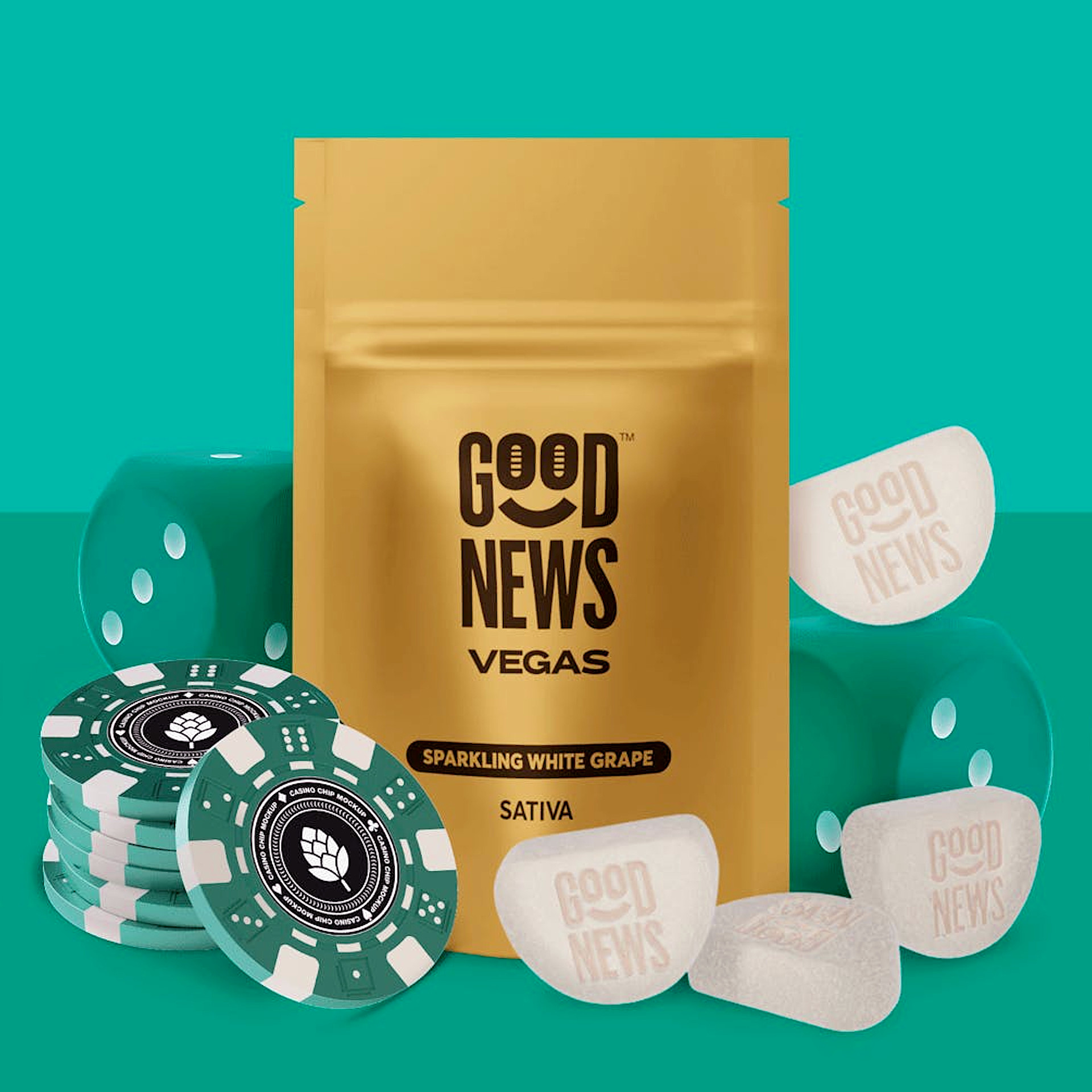 Vegas Sparkling White Grape Gummies | 20ct | Good News 1 Vegas Sparkling White Grape Gummies | 20ct | Good News