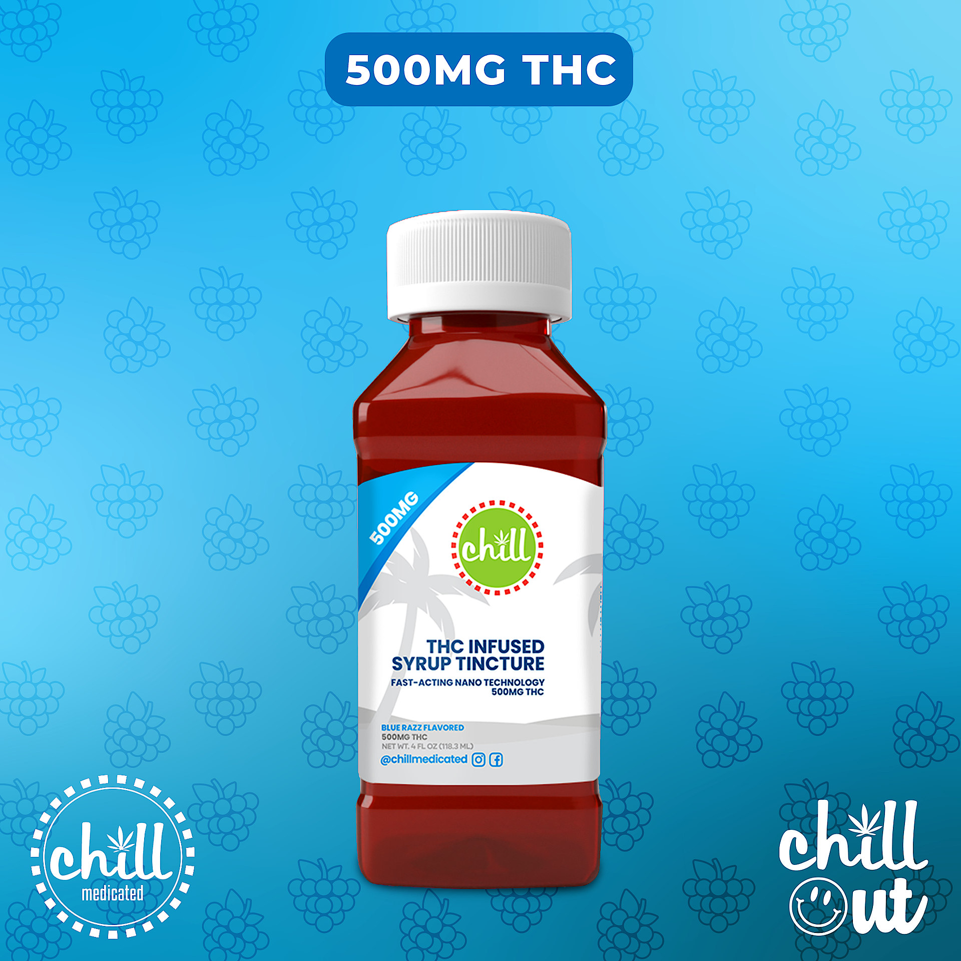 Blue Razz Chill Syrup | 500mg | Chill Medicated 1 Blue Razz Chill Syrup | 500mg | Chill Medicated
