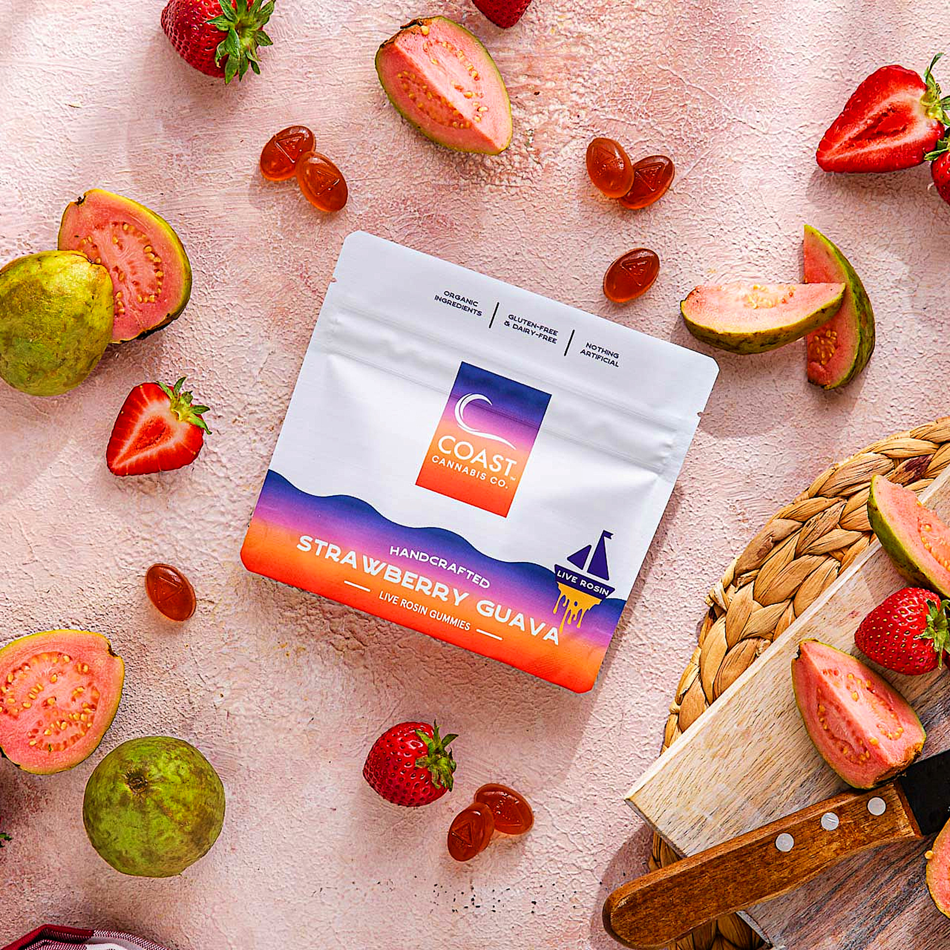 Strawberry Guava Rosin Gummies | 20ct | Coast Cannabis Co. 1 Strawberry Guava Rosin Gummies | 20ct | Coast Cannabis Co.