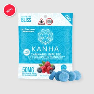 1:1:1 Blue Raspberry Tranquility Gummies | 10ct Kanha