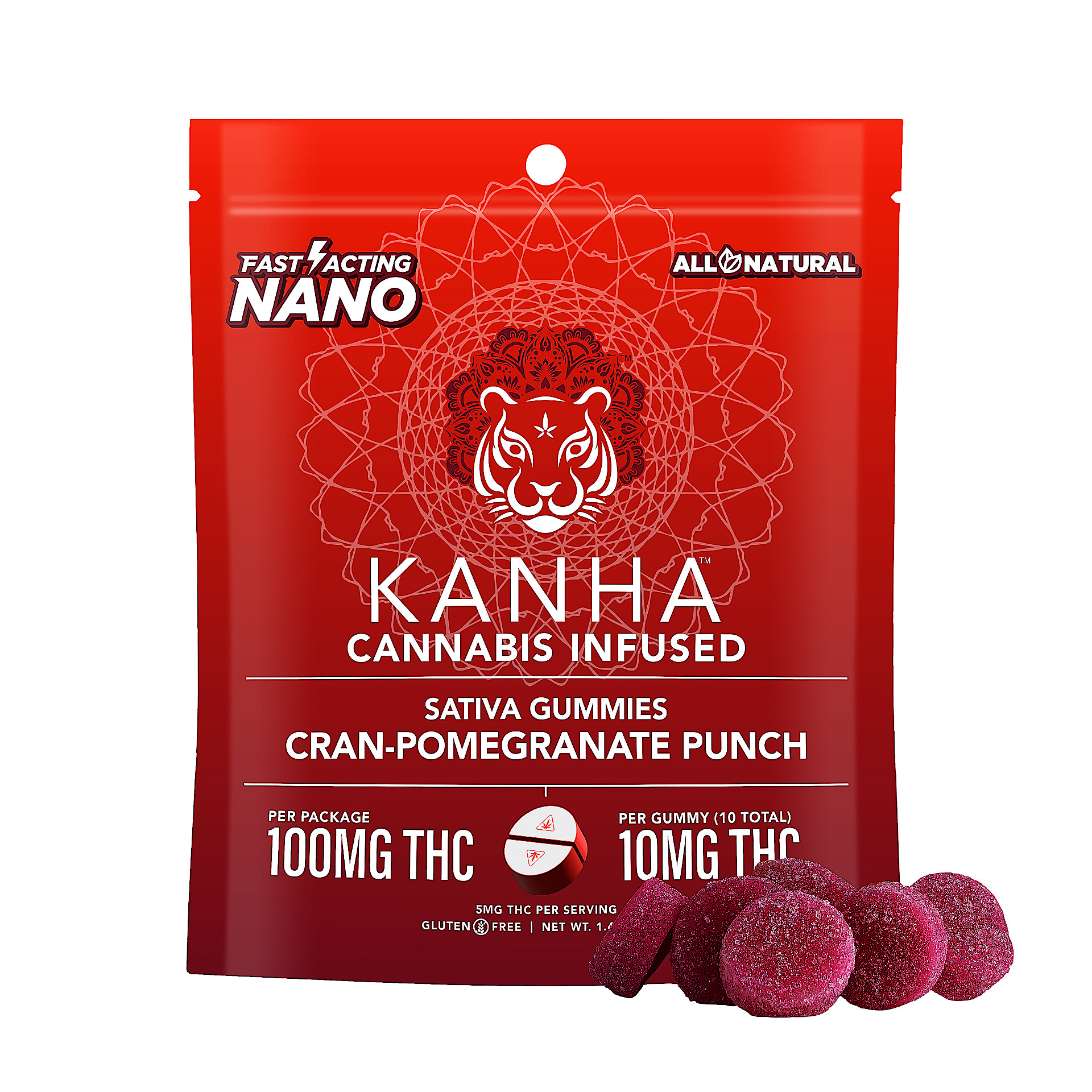 Cranberry-Pomegranate Sativa Nano Gummies | 10ct | Kanha 1 Cranberry-Pomegranate Sativa Nano Gummies | 10ct | Kanha