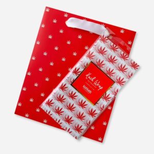 Red & White Pot Leaf Gift Bag & Tissue Paper