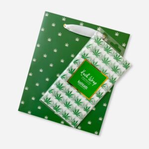 Green & White Pot Leaf Gift Bag & Tissue Paper