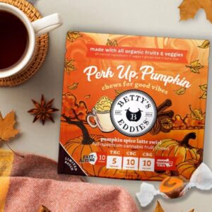 Cannabis Strain Library 21 1:2:2 Perk Up Pumpkin Spice Latte Chews | 10ct | Betty's Eddies