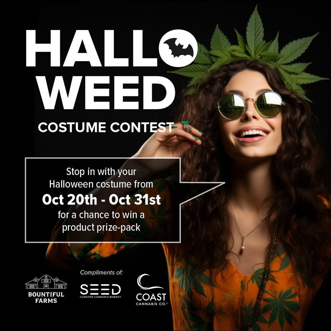 Boston: HALLOWEED COSTUME CONTESTDress up from Oct 20-31Show off your Halloween costume for a chance to win a prize-pack from @seedyourhead @bountifulfarms @coastcannacoHere’s how:1.	Snap a selfie in Seed’s Stash Box with your costume.
2.	Share it on Instagram and tag @Seedyourhead, @bountifulfarms, and @coastcannaco.
3.	Use
Top 3 costumes revealed on Oct 31st ☠️