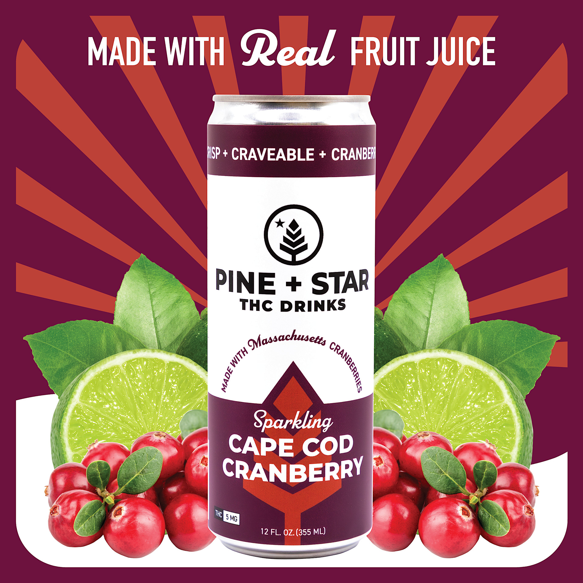 Cape Cod Cranberry Seltzer | 5mg | Pine + Star 1 Cape Cod Cranberry Seltzer | 5mg | Pine + Star